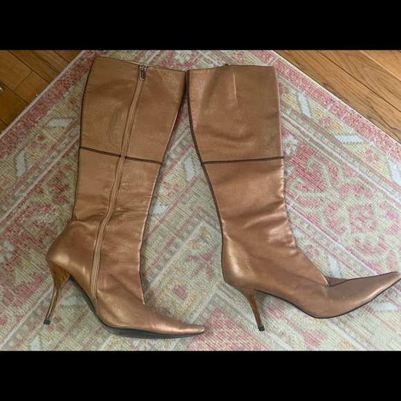 claudia Ciuti Shoes - CLAUDIA CIUTI Metallic Bronze Leather High Heel Boots, made in Italy